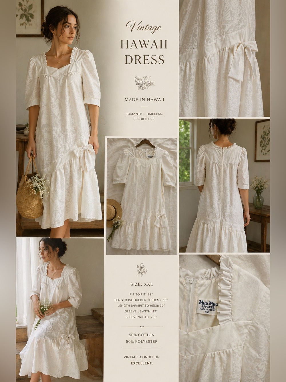 Vintage White Floral Hawaii Dress - MuuMuu Apparel